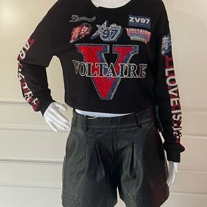 Zadig & Voltaire rare cropped, crystal embellished shirt